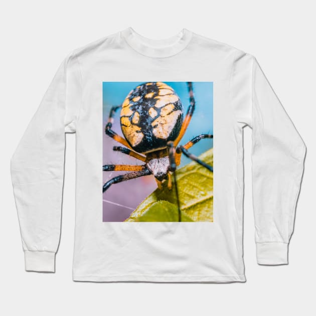 Black & Yellow Argiope Orbweaver Spider. Macro Photograph Long Sleeve T-Shirt by love-fi